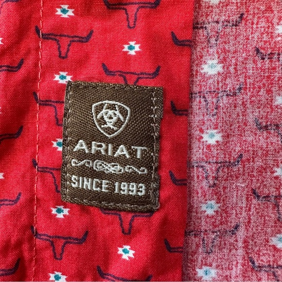 Mens Ariat Stanton Print Classic Fit Short Sleeve Shirt Button Up Size Large - Picture 8 of 10